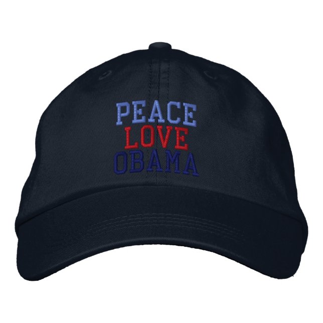 Boné Bordado de Bola Obama Peace Love (Frente)