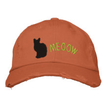 Boné bordado de gato preto