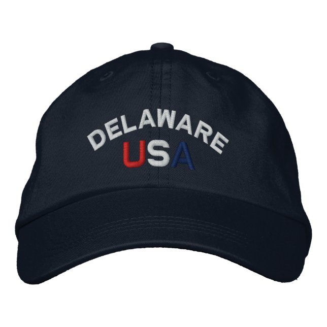 Boné Bordado Delaware EUA Embroiderou Marinho Hat (Frente)