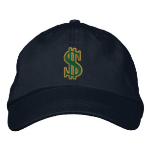 Boné bordado do SINAL de DÓLAR do DINHEIRO