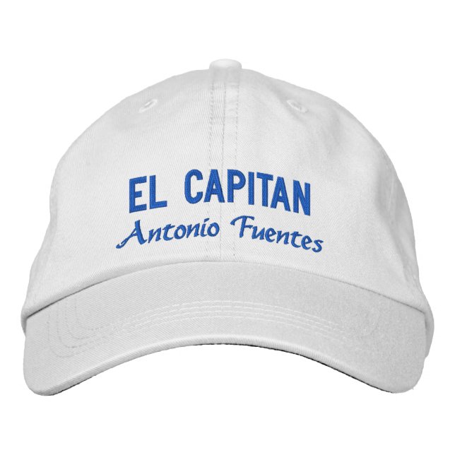 Boné Bordado El Capitan Azul Personalizado para Pesca (Frente)