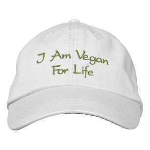Boné Bordado Eu sou Vegan para a vida. Verde. Slogan. Costume
