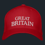 Boné Bordado Grâ Bretanha bordou o chapéu<br><div class="desc">Mostra que você apoia a Grâ Bretanha com este texto branco no chapéu bordado vermelho. Lê Grâ Bretanha ou personalizam-na com seu próprio texto.</div>