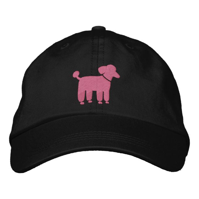 Boné Bordado Gráfico do Poodle Rosa (Frente)