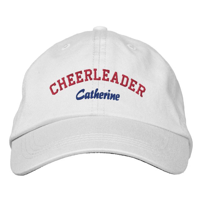 Boné Bordado Hat de Cheerleader Personalizado Vermelho, Branco  (Frente)