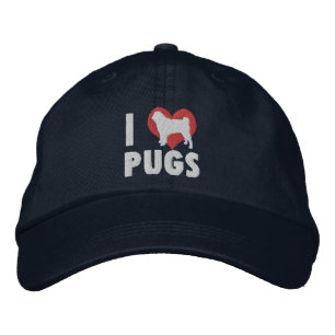 Boné Bordado I Love Pugs Embroidered Hat (Dark)