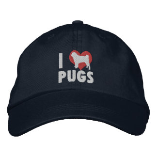 Boné Bordado I Love Pugs Embroidered Hat (Dark)