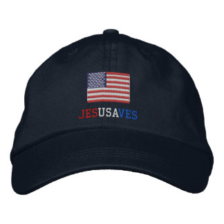Boné Bordado Jesus salva com bandeira americana