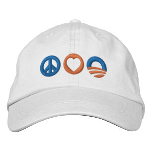 Boné Bordado Peace Love Obama