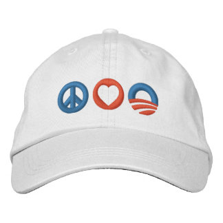 Boné Bordado Peace Love Obama
