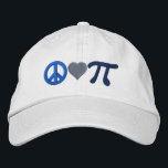 Boné Bordado Peace Love Pi<br><div class="desc">A whimsical Pi embroidery design. This custom embroidered baseball cap is making for a great humorous gift for the mathematician, the geek, the inquisitive mind. Great for a student, a teacher, an engineer or anyone that has this thing with numbers. Embroidery designs are available in a selection of popular color...</div>