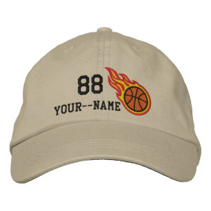 Boné Bordado Personalized Racing Flames Basketball Bullet Badge