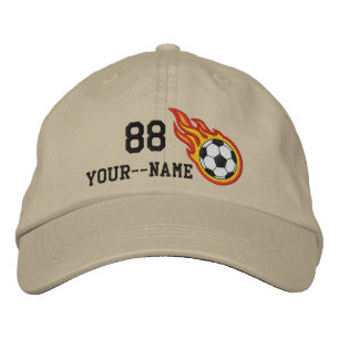 Boné Bordado Personalized Racing Flames Soccer Bullet Badge