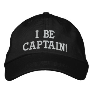 Boné Bordado Sou Capitão. Preto e Branco.
