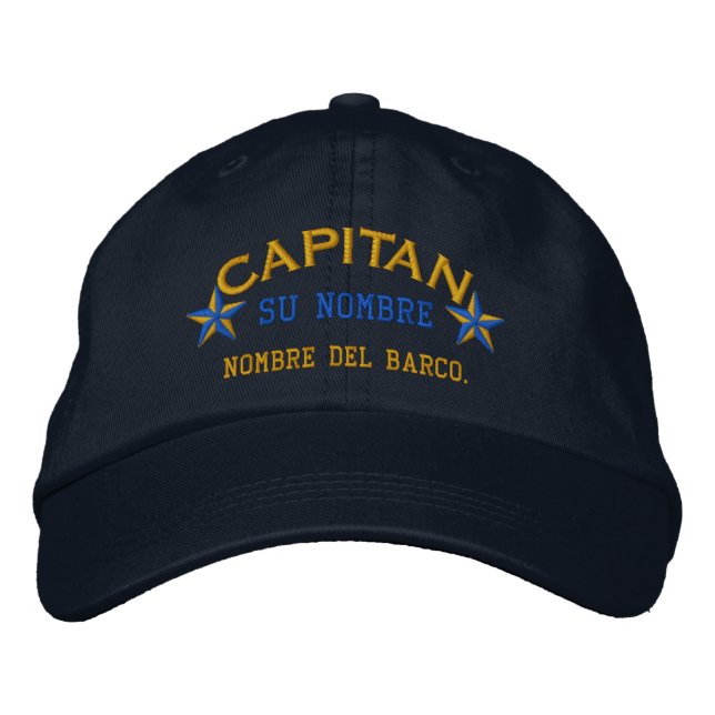 Boné Bordado SPANISH El Capitan Nombre del barco y su nombre. (Frente)