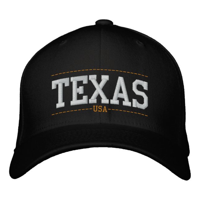 Boné Bordado Texas USA Embroiderado Zip Hats (Frente)