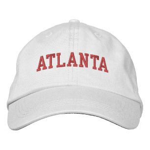 Boné Bordado Vermelho Atlanta em Branco