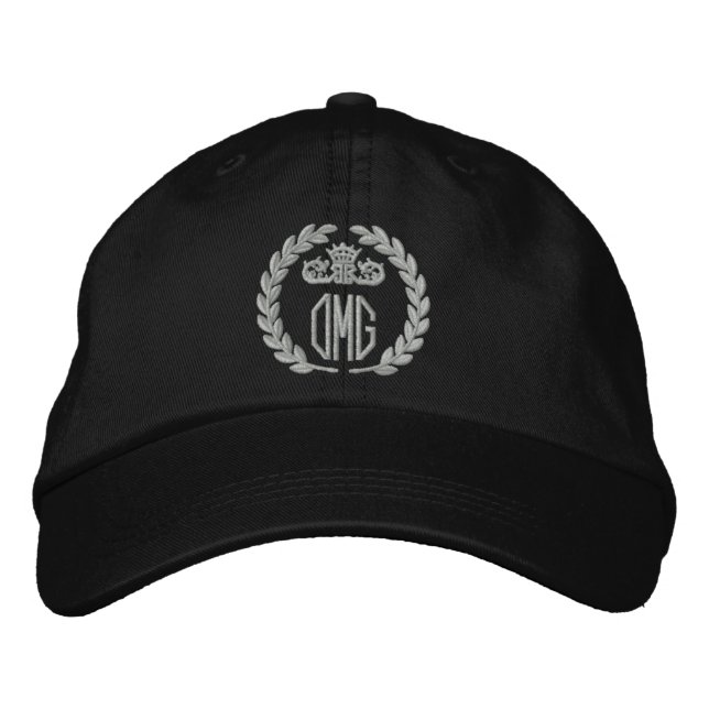 Boné Bordado Your Monogram Up to 3 Letters Laurels Embroidery (Frente)