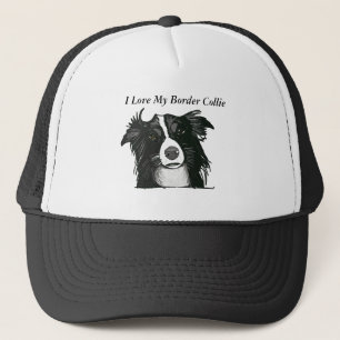 Boné Border collie preto e branco bonito