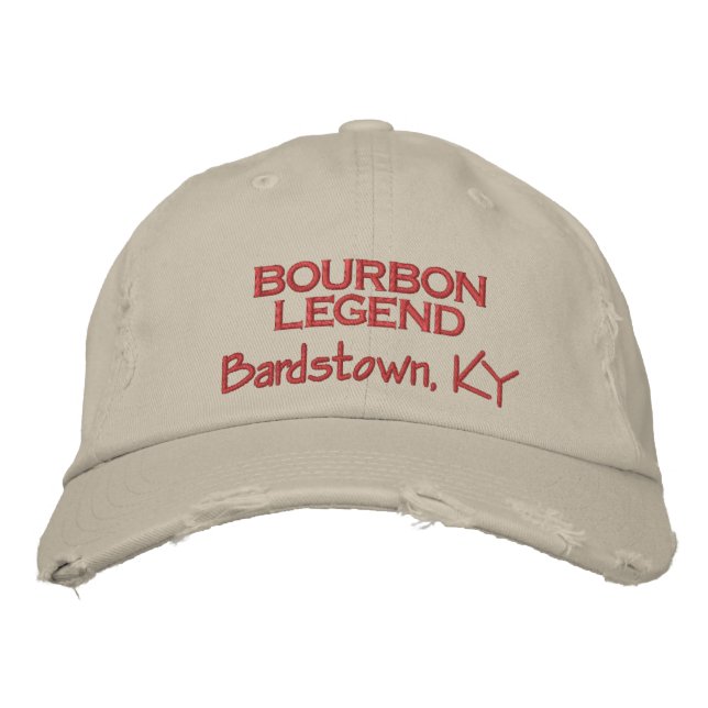Boné Bourbon Legend, Bardstown KY vermelho em pedra (Frente)