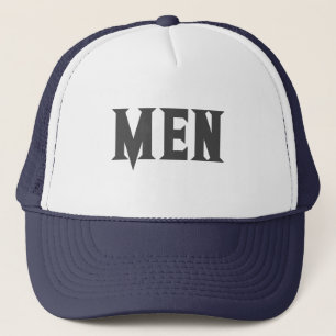 Boné Branco e Azul Marinho texto HOMENS tamanho de Letr