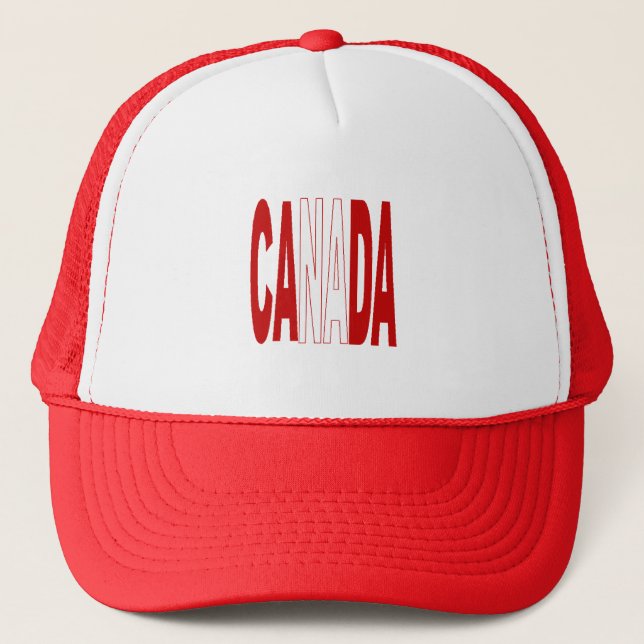 boné branco vermelho-caminhoneiro CANADA (Frente)