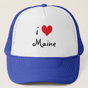 Boné Branco vermelho e azul eu amo Maine