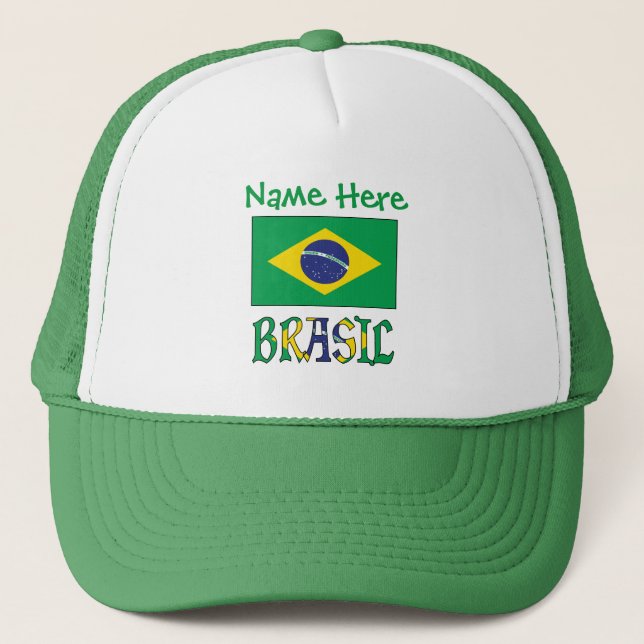 Boné Brasil Bandeira do Brasil Verde Personalizado  (Frente)
