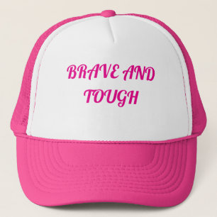 BONÉ "BRAVO E DURO" CHAPÉU ROSA/BRANCO