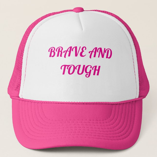 BONÉ "BRAVO E DURO" CHAPÉU ROSA/BRANCO (Frente)