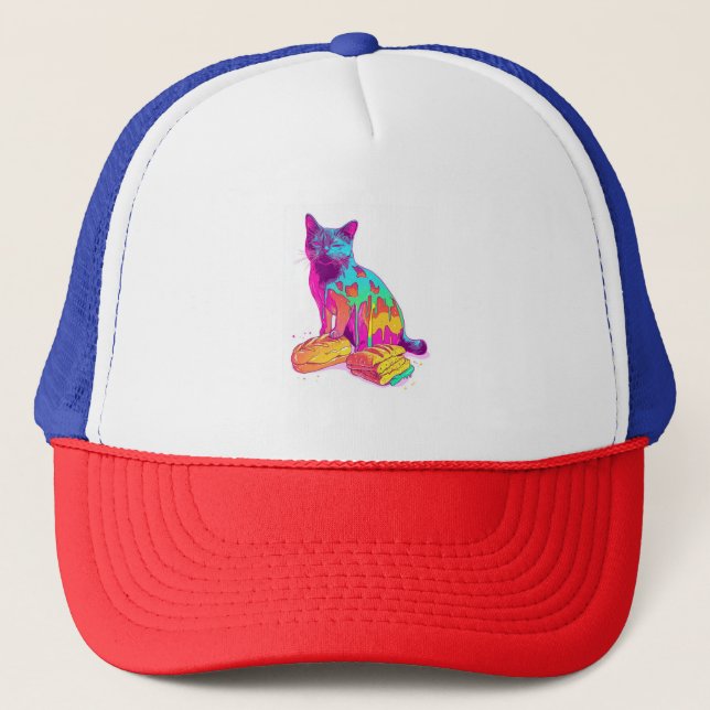 Boné Bread Meowfois - Memória Glitchy Funny Cat (Frente)