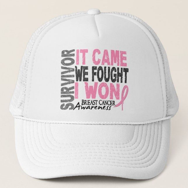 Boné Breast Cancer Survivor It Came We Fought I Won (Frente)