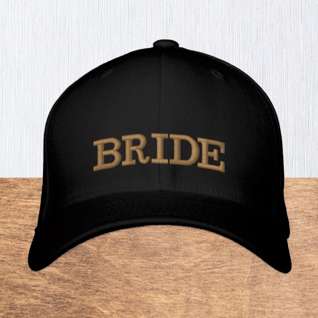 Boné BRIDE embroidered baseball cap gold / black (Bride - Embroidered Hat / Baseball Cap)