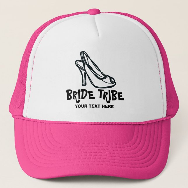 Boné Bride Tribe shoe custom pink bachelorette party (Frente)