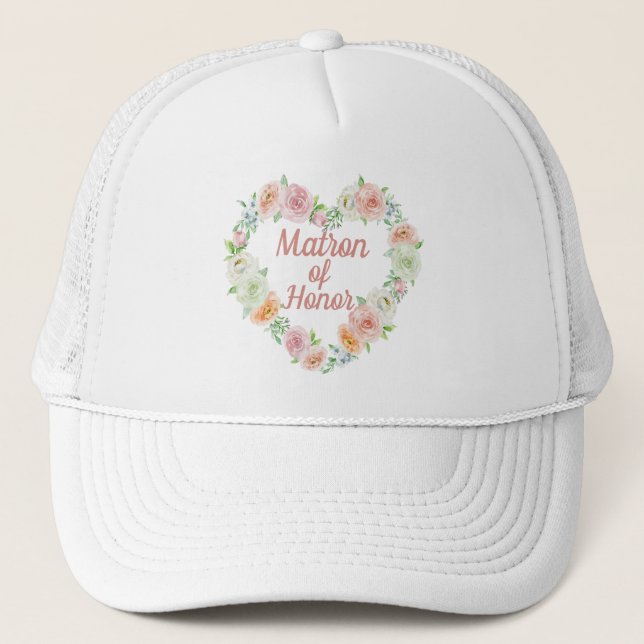 Boné Brides Matron of Honor Flower Heart Wreath (Frente)