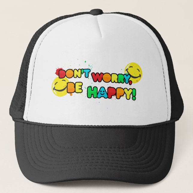 Boné brilhante não se preocupe seja design feliz da (Frente)