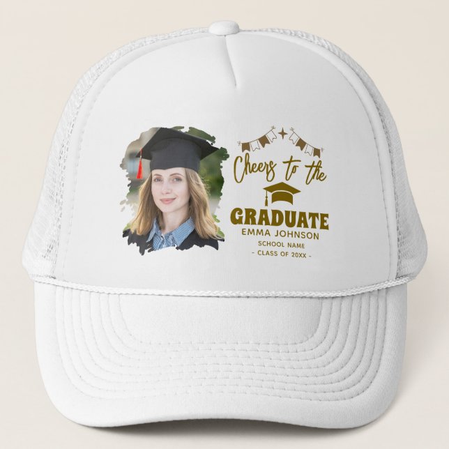 Boné Brinde ao Graduado Nome da Foto Personalizada da F (Frente)