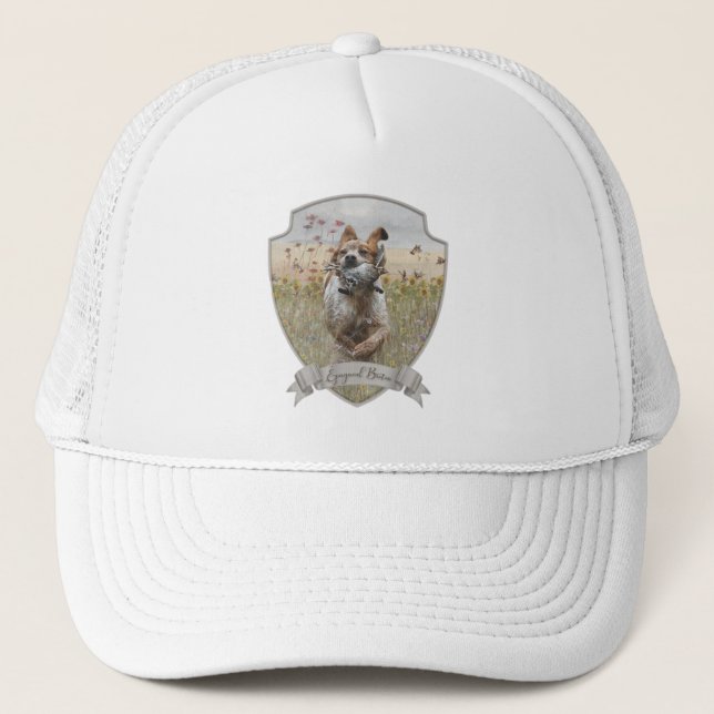 Boné Brittany Spaniel caçando codorniz, Art (Frente)