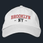 Boné BROOKLYN NY Preppy Red Black em branco<br><div class="desc">Preppy BROOKLYN NY Red e Black bordados em um chapéu de algodão branco. As cores do bordado são personalizáveis para outras opções de cores selecionando o botão da ferramenta "Editar Design". Também está disponível a opção de selecionar essa cor na página do item principal.</div>