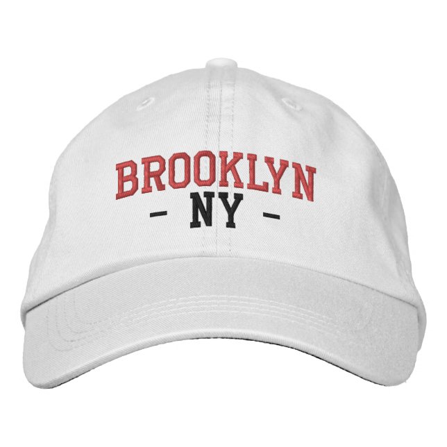 Boné BROOKLYN NY Preppy Red Black em branco (Frente)