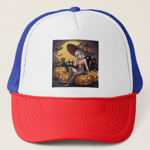 Boné Bruxa do Dia das Bruxas Verdes no Jack O-Lanterna