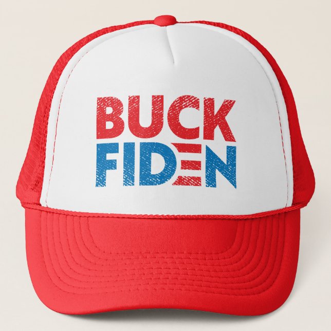 Boné Buck Fiden engraçado anti-Biden pro Trump (Frente)