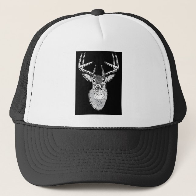 Boné Buck no veado preto-branco-preto (Frente)