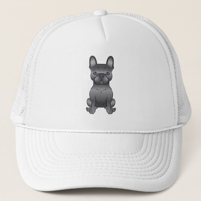Boné Bulldogue Francês Azul / Frenchie Desenho Animado  (Frente)
