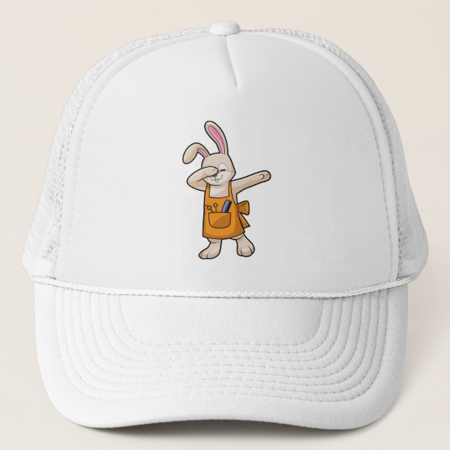 Boné Bunny como cabeleireiro com comb e tesoura (Frente)
