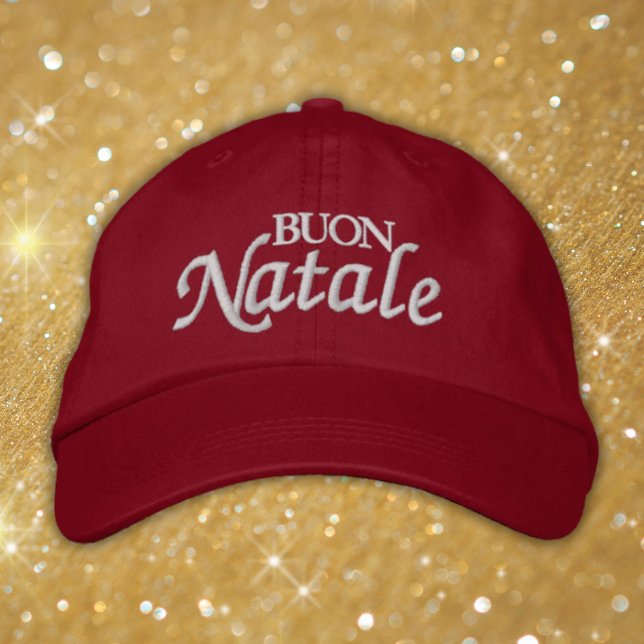 Boné Buon Natale Embroidered Italian Christmas  (Embroidered Buon Natale Red Baseball Cap)
