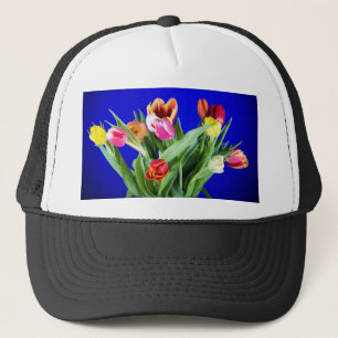 Boné Buquê de tulipas em azul
