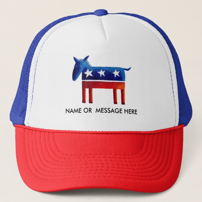 Boné Burro Democrata Nome ou Mensagem Personalizada (Frente)