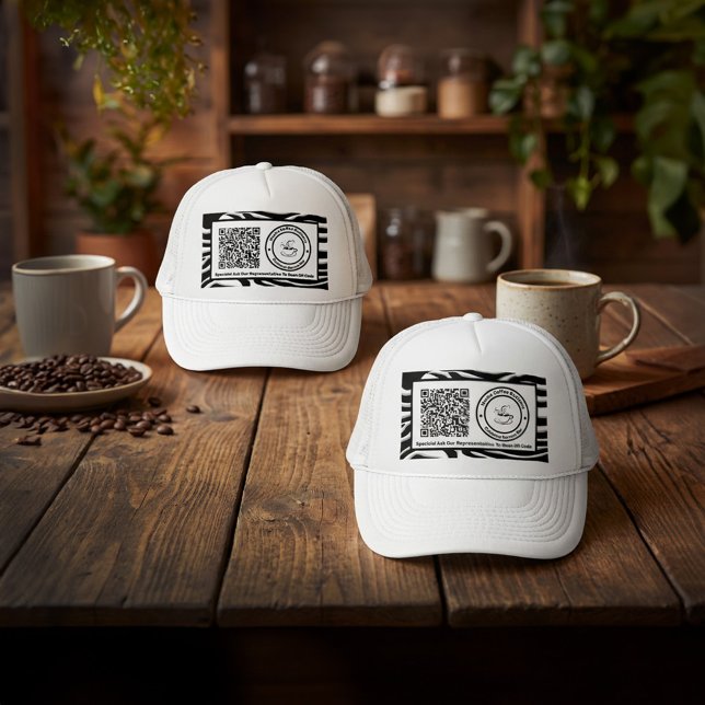 Boné Business Company Logo Specials QR Code Custom   (Business Company Logo Specials QR Code Custom Trucker Hat is great for your employees to wear. )