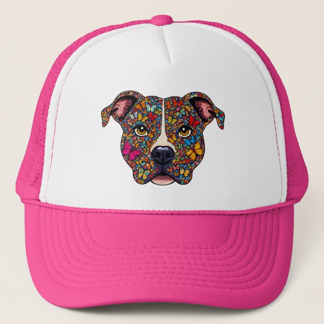 Boné Butterfly Kaleidoscope Pitbull Portrait -Bully Mom (Frente)